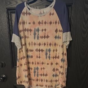 Casual Tie-Dye Raglan Sleeve Top